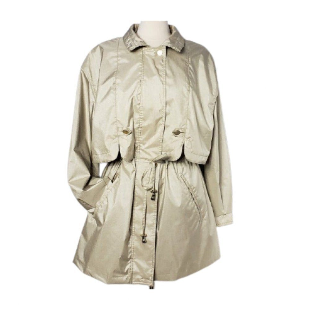 Women's Trench Coat Cape Coat Lightweight Full Zip Chic Jacket Large NWOT